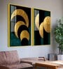 Golden Geometric Circles Shapes Art Acrylic Framed Art Panel (Set Of 2)
