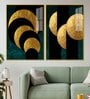 Golden Geometric Circles Shapes Art Acrylic Framed Art Panel (Set Of 2)
