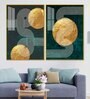 Golden Geometrical Acrylic Framed Art Panel (Set Of 2)