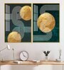 Golden Geometrical Acrylic Framed Art Panel (Set Of 2)