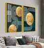 Golden Geometrical Acrylic Framed Art Panel (Set Of 2)