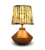 Golden Hammered Urn Lamp with Pleeted Multicolor Green Shade