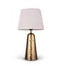 Golden Hammered V-Shaped Lamp with Taper Solid White Shade
