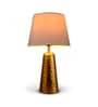 Golden Hammered V-Shaped Lamp with Taper Solid White Shade