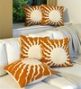 Yellow Cotton Embroidered 18x18 inches Cushion Covers Set of 5