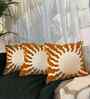 Yellow Striped Cotton Embroidered 18x18 inches Cushion Covers Set of 3