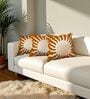 Yellow Striped Cotton Embroidered 18x18 inches Cushion Covers Set of 3