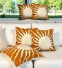 Yellow Cotton Embroidered 18x18 inches Cushion Covers Set of 5