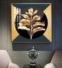 Golden Leaf Glass Finish Square Wall Art