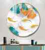 Golden Leaf With Koi Fish Acrylic Round Wall Art