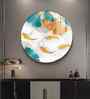 Golden Leaf With Koi Fish Acrylic Round Wall Art