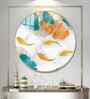 Golden Leaf With Koi Fish Acrylic Round Wall Art
