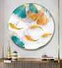 Golden Leaf With Koi Fish Acrylic Round Wall Art