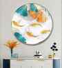 Golden Leaf With Koi Fish Acrylic Round Wall Art