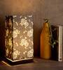 Golden Leaves Multicolor Canvas Shade Table Lamp With Brown Base