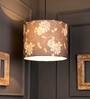 Golden Leaves Round Multicolor Fabric Single Hanging Light