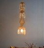 Golden Luster Molded Glass Hanging Light with Crystal Drops 30 inches small