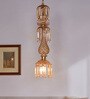 Golden Luster Molded Glass Hanging Light with Crystal Drops 30 inches small