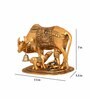 Golden Metal 7 Inches Kamdhenu Cow With Calf Idol