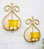 Golden Metal Acton Wall Tea Light Holders (Pack Of 2)