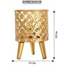 Golden Metal And Wood Round Bloom Planter