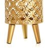 Golden Metal And Wood Round Bloom Planter