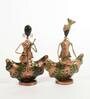 Golden Metal Couple Figurine In Golden Colour