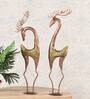 Golden Metal Deer Figurine Set Of 2