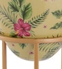 Floral Golden Metal Floor Pot With Stand