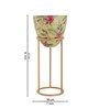 Floral Golden Metal Floor Pot With Stand