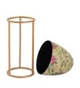 Floral Golden Metal Floor Pot With Stand
