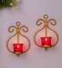 Golden Metal Gazzel Wall Tea Light Holders (Pack Of 2)
