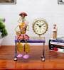 Golden Metal Handpainted Decorative Lady Musician Showpiece Table Clock