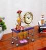 Golden Metal Handpainted Decorative Lady Musician Showpiece Table Clock