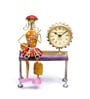 Golden Metal Handpainted Decorative Lady Musician Showpiece Table Clock