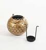 Jali Gold Metal Hanging Tea Light Holder