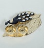 Golden Metal Peacock Haldi Kumkum Box