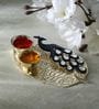 Golden Metal Peacock Haldi Kumkum Box
