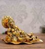 Golden Metal Resting Ganesha Idol With Mushak