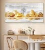 Golden Mountains And Birds Glass Finish Horizontal Wall Art