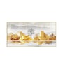 Golden Mountains And Birds Glass Finish Horizontal Wall Art