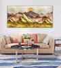 Golden Mountains And Birds Scenery Premium Canvas Wall Painting