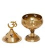 Golden Om And Swastik Brass Diya Set Of 2