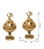 Golden Om And Swastik Brass Diya Set Of 2