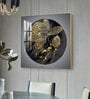Golden Petal Grandeur Glass Finish Square Wall Art