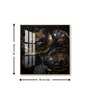 Golden Petals Noir Glass Finish Square Wall Art
