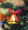Golden Plastic Christmas Jingle Bells With Red Ribbon