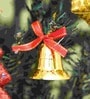 Golden Plastic Christmas Jingle Bells With Red Ribbon
