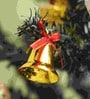 Golden Plastic Christmas Jingle Bells With Red Ribbon