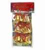 Golden Plastic Christmas Jingle Bells With Red Ribbon